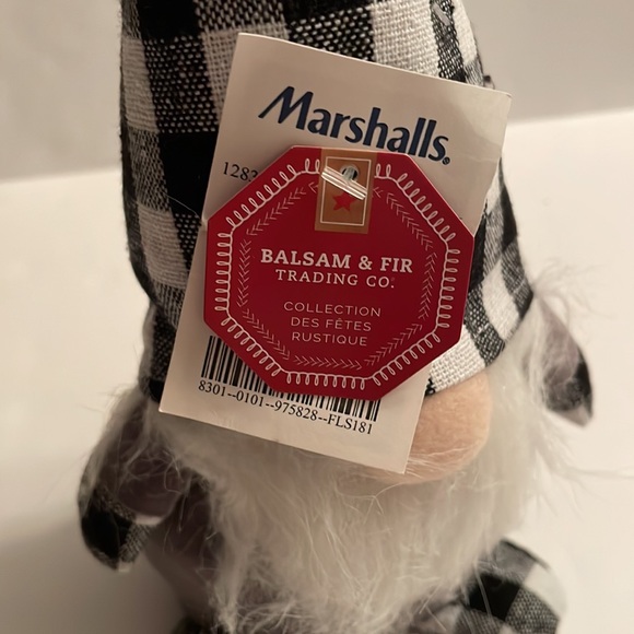 NWT balsam & fir trading  black, white and gray Buffalo check jingle bell Gnome - Picture 12 of 13